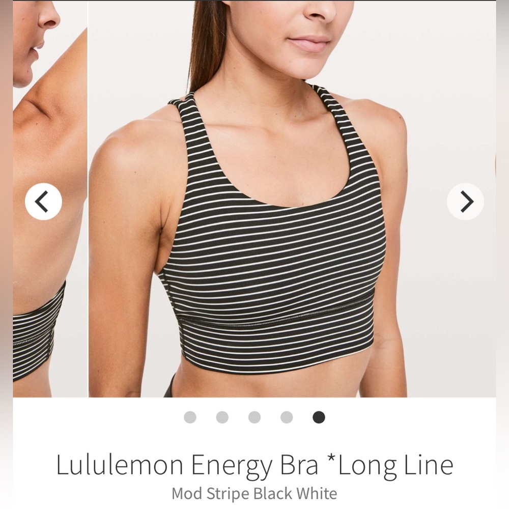 lululemon athletica Energy Bra Long Line - Black and White size 4